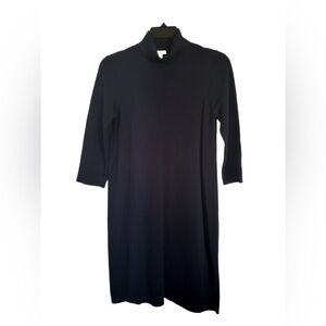 J. Jill Womens XS Navy Blue Knit Turtleneck Sweater Dress Minimalist